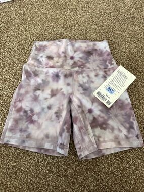 lululemon athletica Lavender Tie-Dye Floral High-Rise Bike Shorts
